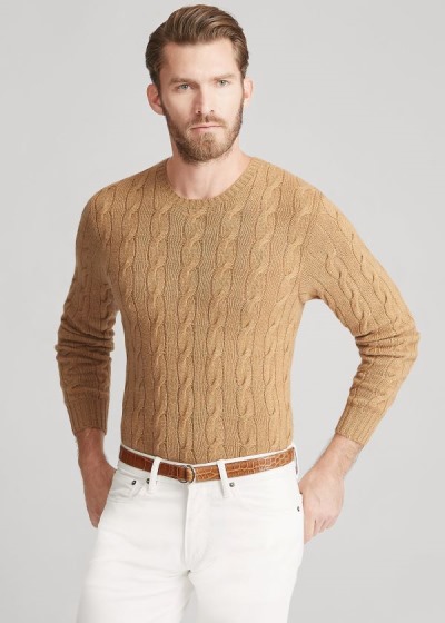 Sueter Ralph Lauren Hombre Marrom - Cable-Knit Cashmere - QXWUR0314